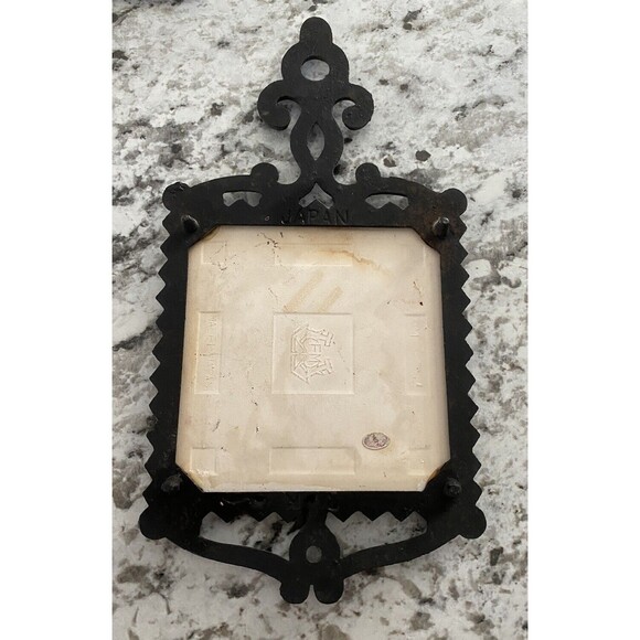 Vtg FM Kitchen Décor Cast Iron & Tile Trivet Charcuterie Wine And Cheese Japan - Picture 2 of 2